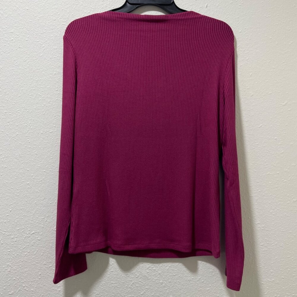 Banana Republic Womens Small Ribbed Knit Top Red Long Sleeve Boat Neck NWT - Picture 7 of 11